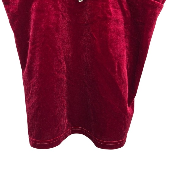 Rich Red Velvet Lace Trim Babydoll Empire Camisole Tank Top XL Coquette Holiday - Picture 5 of 9